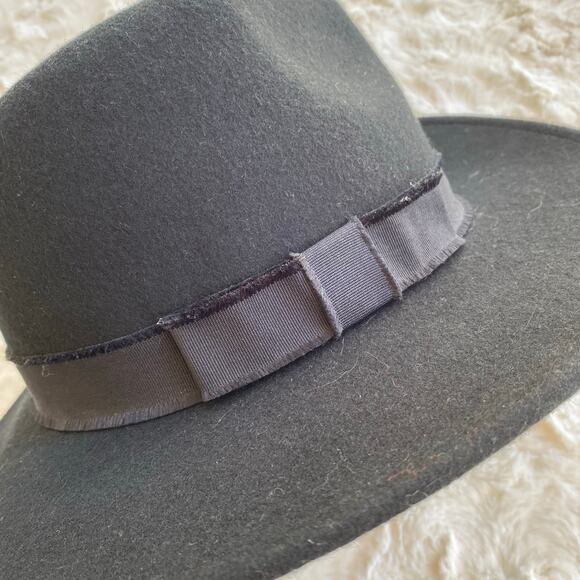 G.H. Bass & Co. Women's 100% Wool Black Hat Wide Brim Fedora Ribbon One Size - Picture 6 of 9